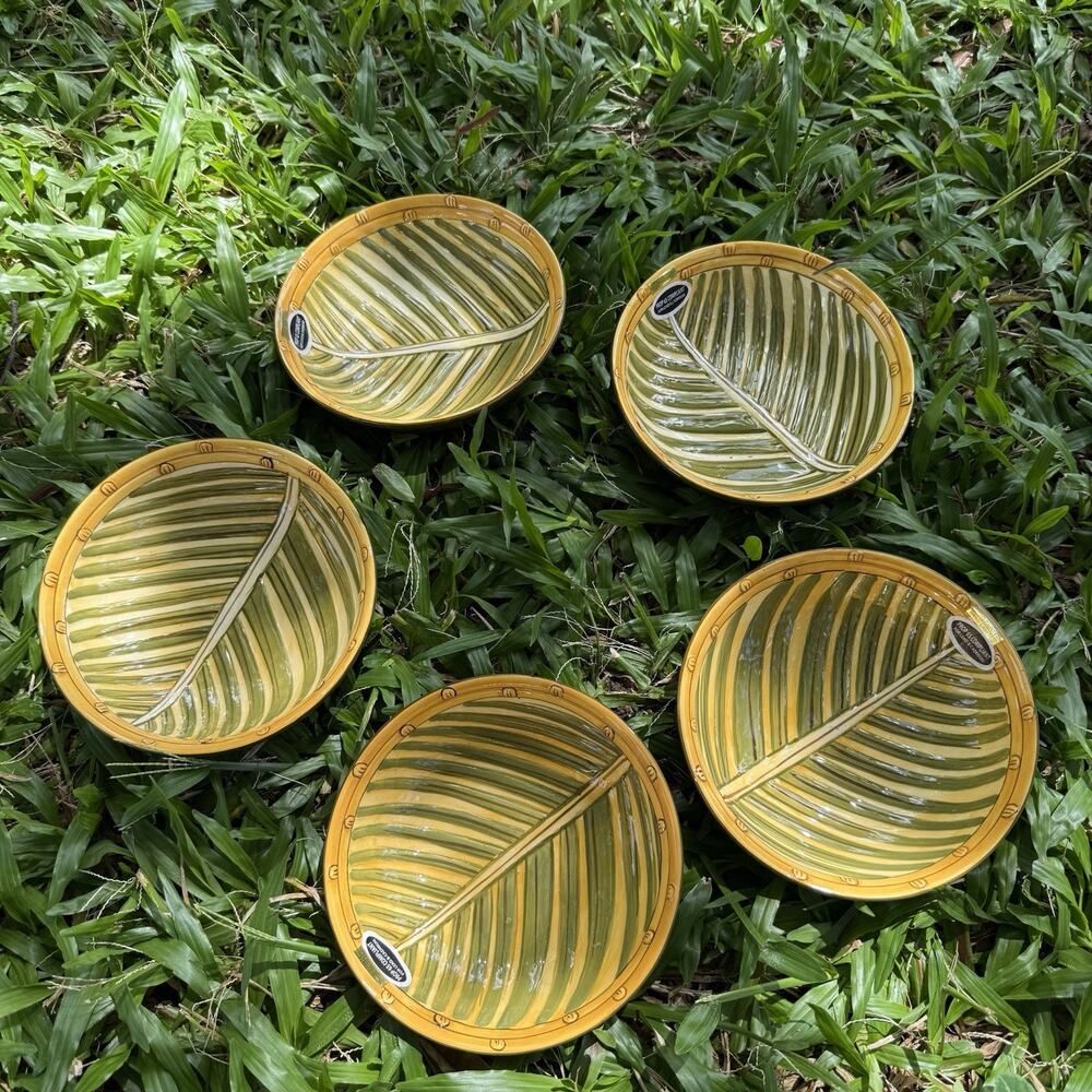 Island Plantations Areca Palm Soup Bowl 6.75" Set Of 5